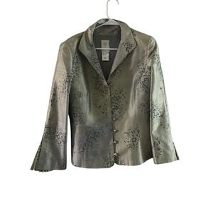 Paule Vasseur Green Silk Blazer Sz 44 | Luxury Designer Tailored Jacket